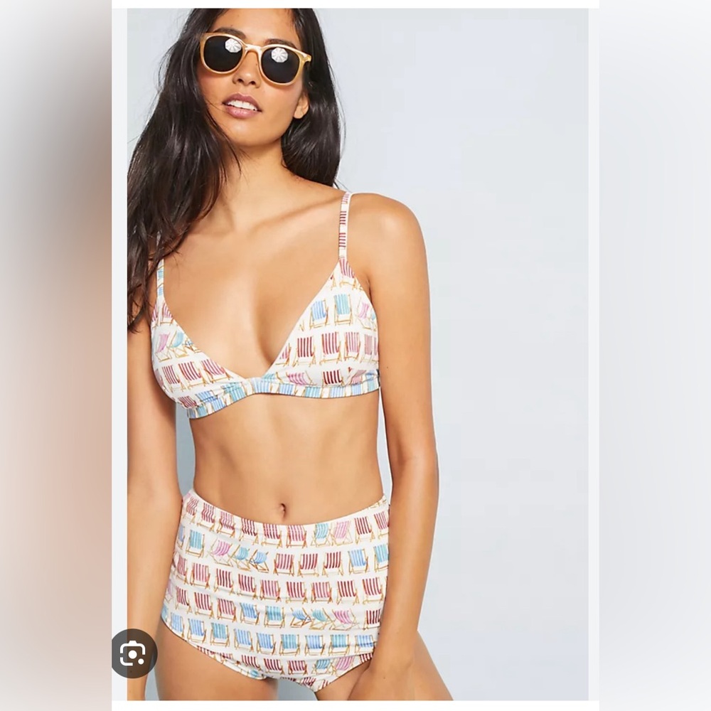 Anthropologie Pastel Multicolor Striped Bikini Set